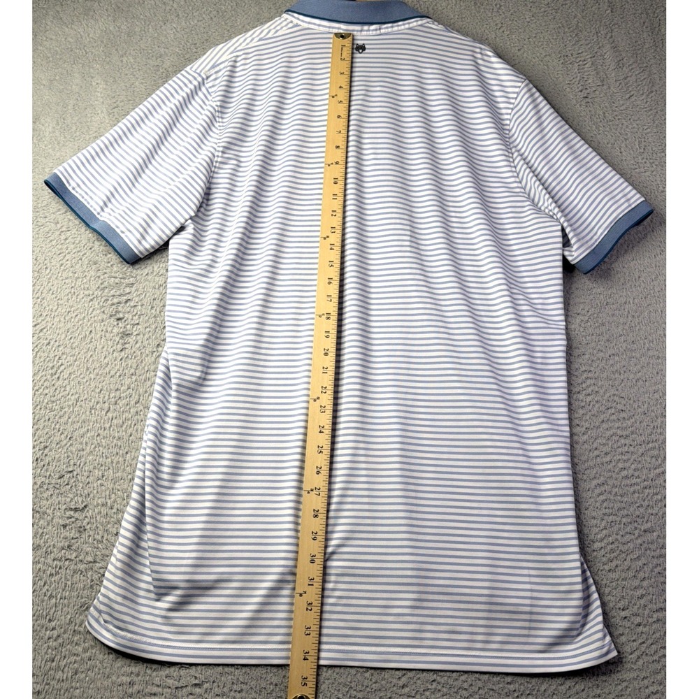 GREYSON Polo Shirt Mens Size XL White Blue Striped Golf GREYSON Polo Shirt - Picture 5 of 8